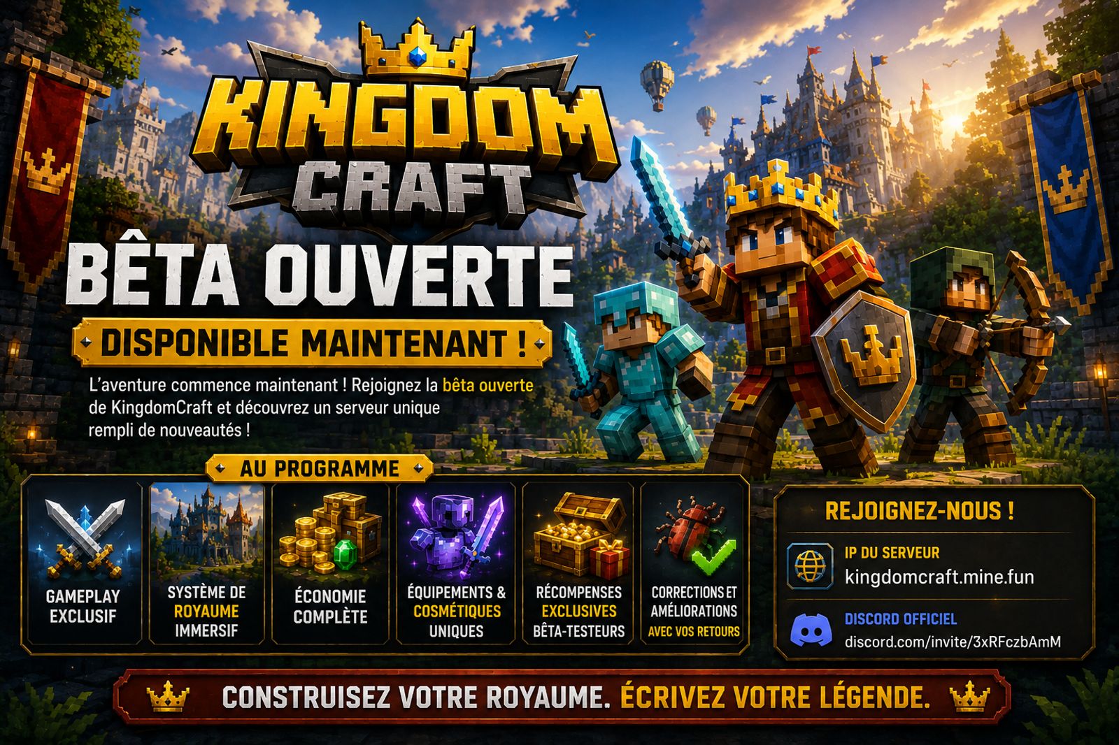 KingdomCraft – Bêta Ouverte Disponible !